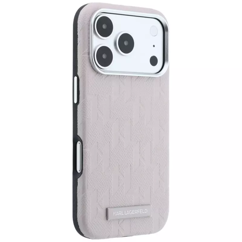 Capa MagSafe Karl Lagerfeld Grained Mono Resin Logo para iPhone 18 Pro / 17 Pro - Rosa