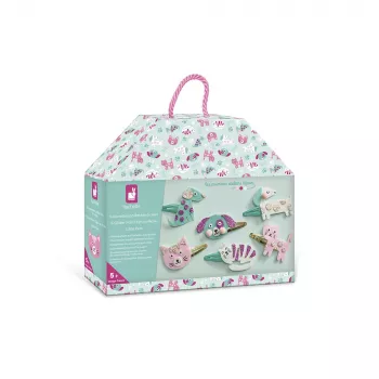 Janod Conjunto de Atividades para Fazer Ganchos de Cabelo com Brilhantes – Cães e Gatos, 5+ anos