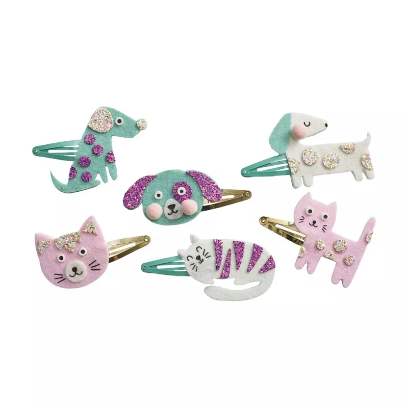 Janod Conjunto de Atividades para Fazer Ganchos de Cabelo com Brilhantes – Cães e Gatos, 5+ anos