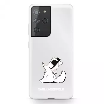 Karl Lagerfeld KLHCS21LCFNRC Capa rígida transparente para Galaxy S21 Ultra com design divertido da Choupette