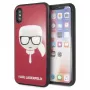 Karl Lagerfeld KLHCPXDLHRE Capa para iPhone X/Xs Iconic Glitter Karl's Head vermelha