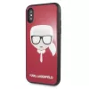 Karl Lagerfeld KLHCPXDLHRE Capa para iPhone X/Xs Iconic Glitter Karl's Head vermelha