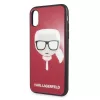 Karl Lagerfeld KLHCPXDLHRE Capa para iPhone X/Xs Iconic Glitter Karl's Head vermelha