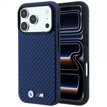 BMW M Capa MagSafe Carbon Metal Logo para iPhone 18 Pro / 17 Pro - azul-marinho