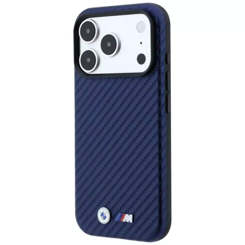 BMW M Capa MagSafe Carbon Metal Logo para iPhone 18 Pro / 17 Pro - azul-marinho