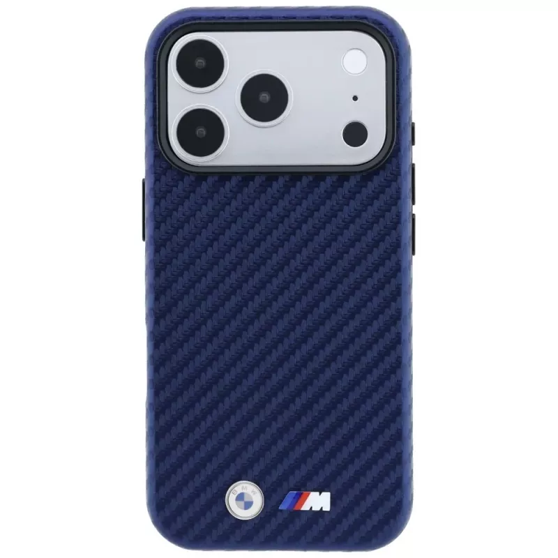 BMW M Capa MagSafe Carbon Metal Logo para iPhone 18 Pro / 17 Pro - azul-marinho