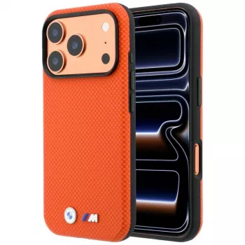 BMW M Capa MagSafe M Quadrille Kevlar Metal Logo para iPhone 18 Pro / 17 Pro - laranja
