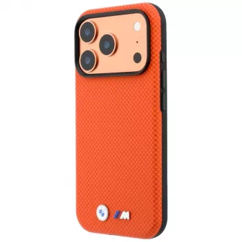 BMW M Capa MagSafe M Quadrille Kevlar Metal Logo para iPhone 18 Pro / 17 Pro - laranja