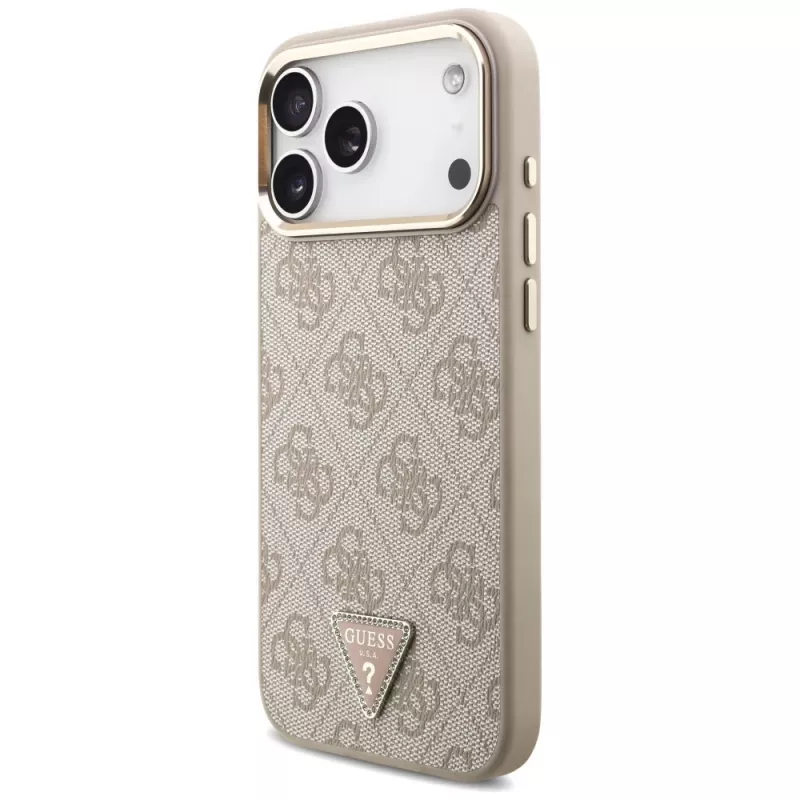Capa MagSafe GUESS 4G Triangle Logo para iPhone 18 Pro Max / 17 Pro Max - Ouro rosa