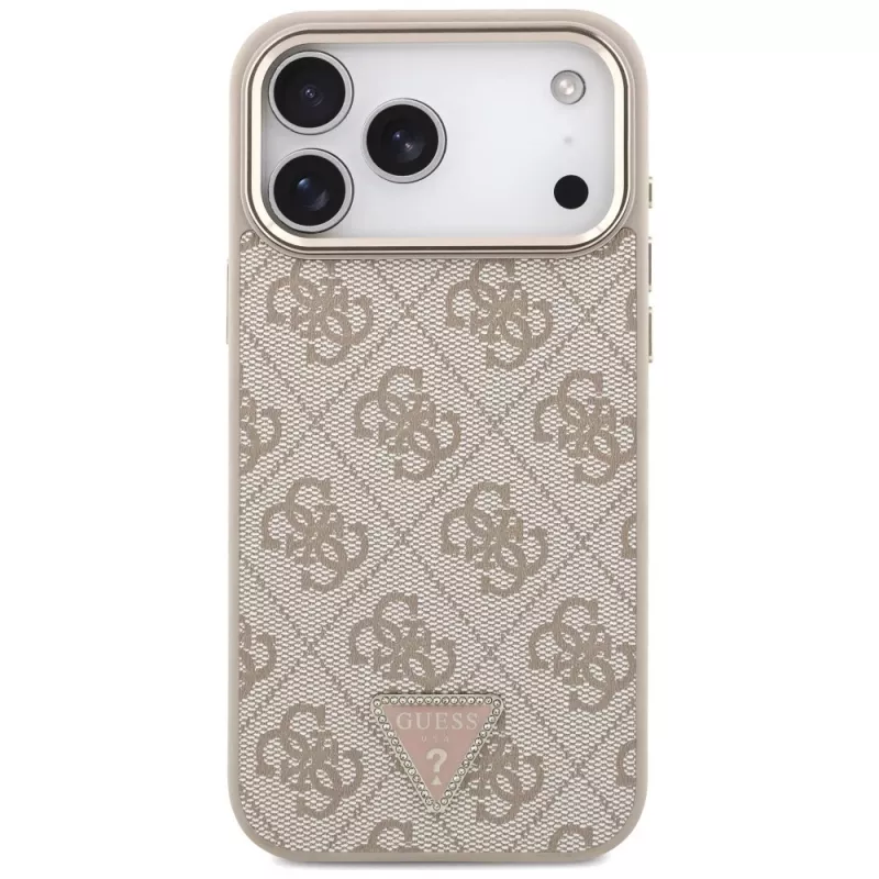 Capa MagSafe GUESS 4G Triangle Logo para iPhone 18 Pro Max / 17 Pro Max - Ouro rosa
