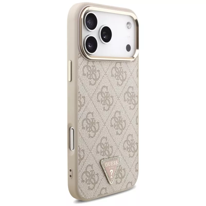 Capa MagSafe GUESS 4G Triangle Logo para iPhone 18 Pro Max / 17 Pro Max - Ouro rosa