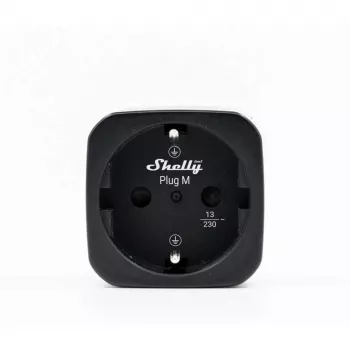 Shelly Plug M Gen3 preto pack de 2 tomadas inteligentes com medição de potência, Wi-Fi e Bluetooth, 13A, monitorização de energia, Schuko