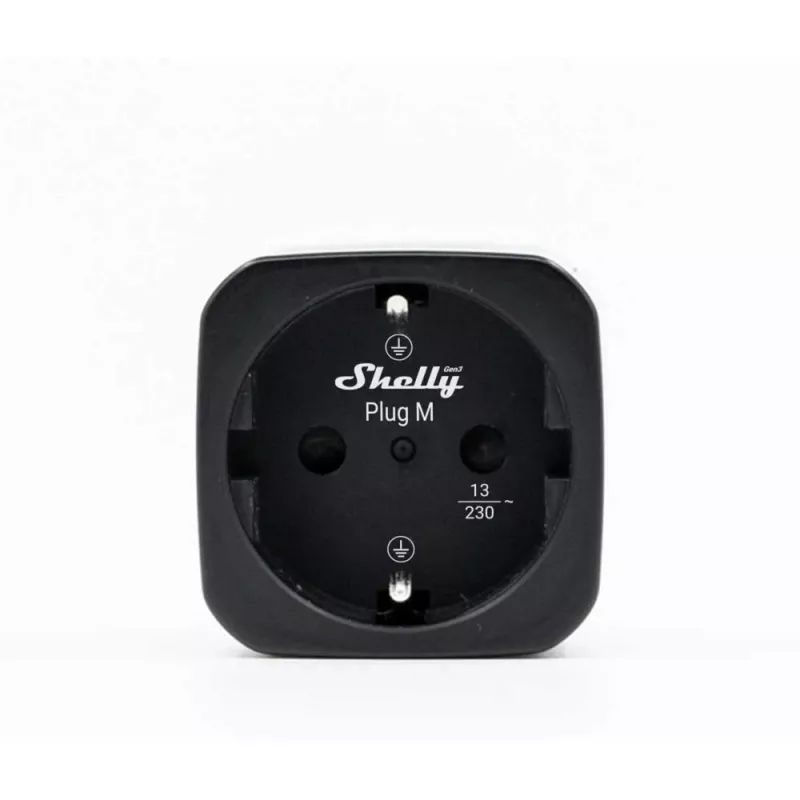 Shelly Plug M Gen3 preto pack de 2 tomadas inteligentes com medição de potência, Wi-Fi e Bluetooth, 13A, monitorização de energia, Schuko