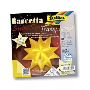Folia Papéis dobrados Bascetta Estrela Midi - 32 folhas 15x15cm cores sortidas