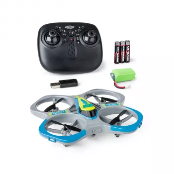 TAMIYA CARSON Carson Cyber Drone Polícia 2.4G 100% RTF – Quadricóptero edição Polícia com giroscópio de 6 eixos, manutenção de altitude, modo headless, flips 360°, luzes LED, pronto a voar