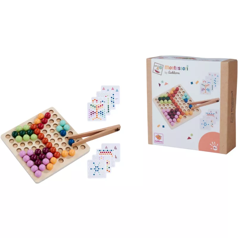 Eichhorn Montessori Contas de encaixar, brinquedo educativo de madeira de 51 peças para crianças a partir dos 3 anos
