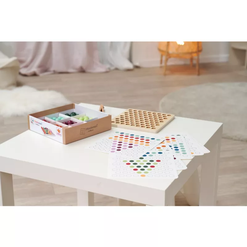 Eichhorn Montessori Contas de encaixar, brinquedo educativo de madeira de 51 peças para crianças a partir dos 3 anos