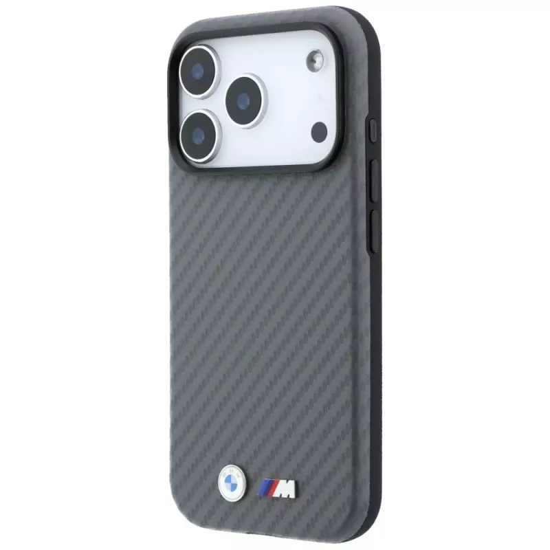 BMW M Carbon Metal Logo Capa MagSafe para iPhone 18 Pro / 17 Pro - Cinzento
