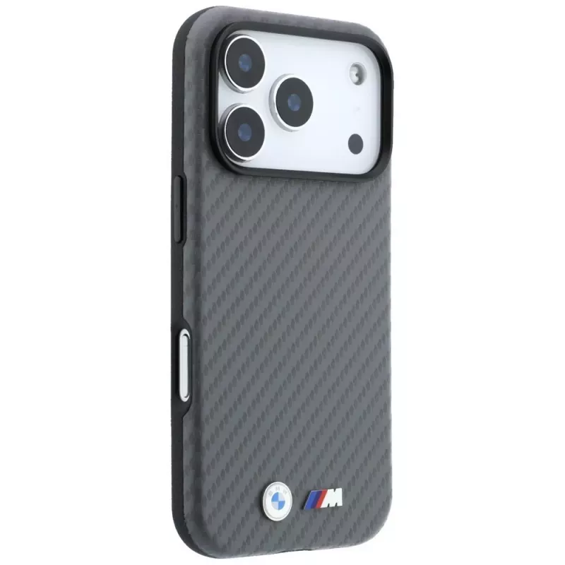 BMW M Carbon Metal Logo Capa MagSafe para iPhone 18 Pro / 17 Pro - Cinzento