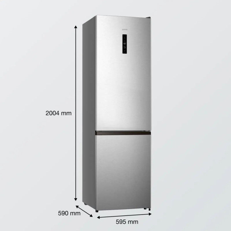 Combinado frigorífico-congelador independente Gorenje NRK620EAXL4, capacidade total 331L, NoFrost Plus, aspeto aço inoxidável, classe energética E