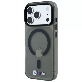 BMW M IML Glossy Metal Logo & Trims capa MagSafe para iPhone 18 Pro / 17 Pro - preto
