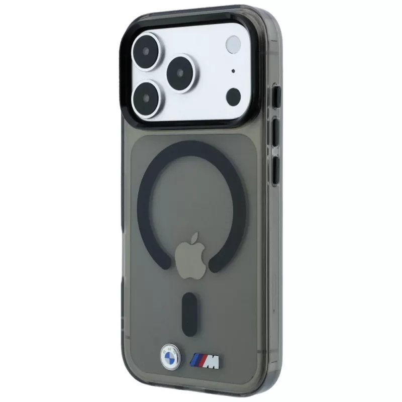 BMW M IML Glossy Metal Logo & Trims capa MagSafe para iPhone 18 Pro / 17 Pro - preto