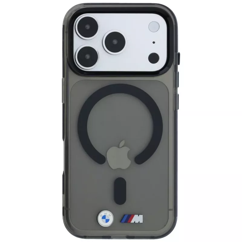 BMW M IML Glossy Metal Logo & Trims capa MagSafe para iPhone 18 Pro / 17 Pro - preto