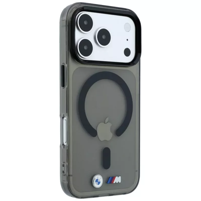BMW M IML Glossy Metal Logo & Trims capa MagSafe para iPhone 18 Pro / 17 Pro - preto