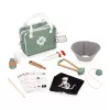 Janod conjunto de veterinário - conjunto de jogo de role-play de 10 peças com instrumentos de madeira e saco de transporte em tecido