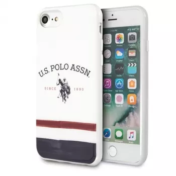 U.S. POLO ASSN. USHCI8PCSTRB capa para iPhone 7/8/SE 2020/SE 2022 branca padrão tricolor coleção