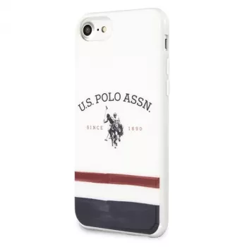 U.S. POLO ASSN. USHCI8PCSTRB capa para iPhone 7/8/SE 2020/SE 2022 branca padrão tricolor coleção