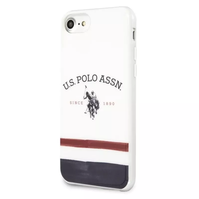 U.S. POLO ASSN. USHCI8PCSTRB capa para iPhone 7/8/SE 2020/SE 2022 branca padrão tricolor coleção