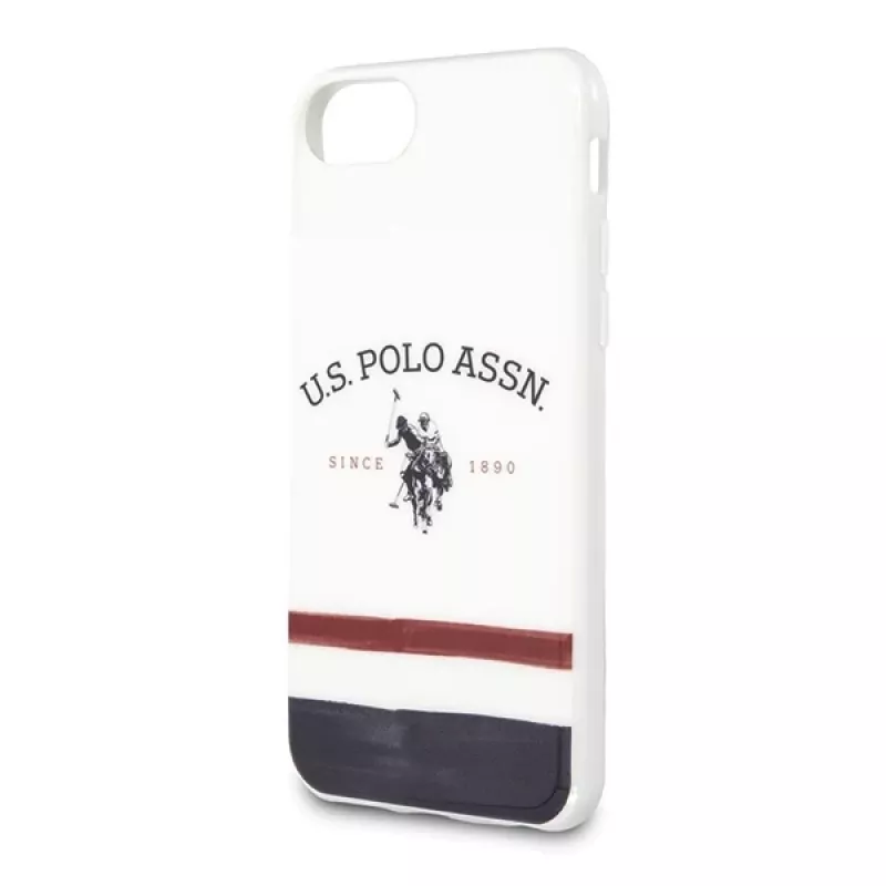 U.S. POLO ASSN. USHCI8PCSTRB capa para iPhone 7/8/SE 2020/SE 2022 branca padrão tricolor coleção