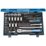 GEDORE Conjunto de 50 peças de chaves de caixa com encaixe de 1/4 inch e 1/2 inch, de 6 faces, cromado mate, em mala