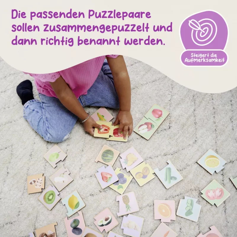 Puzzle Montessori Eichhorn - puzzle de madeira com pinos para crianças a partir de 12 meses, FSC 100%