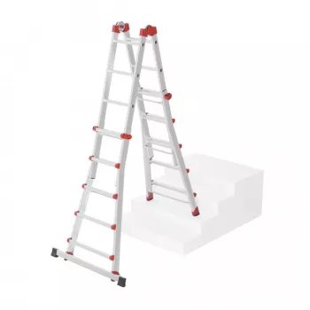 Escada combinada multiusos Hailo M80 4x5 degraus, alumínio, 20 degraus, 150 kg, EN 131 Professional