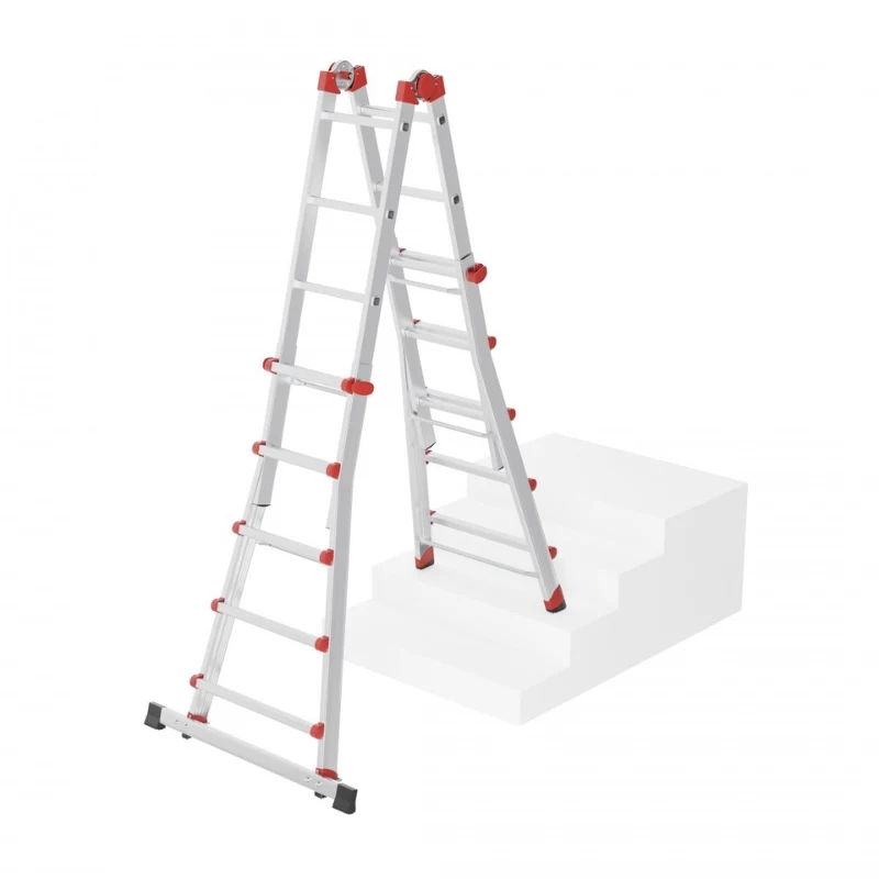 Escada combinada multiusos Hailo M80 4x5 degraus, alumínio, 20 degraus, 150 kg, EN 131 Professional