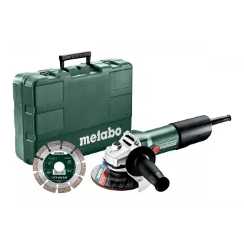 Conjunto de rebarbadora angular Metabo W 850-125 125 mm com disco de corte diamantado e mala de transporte