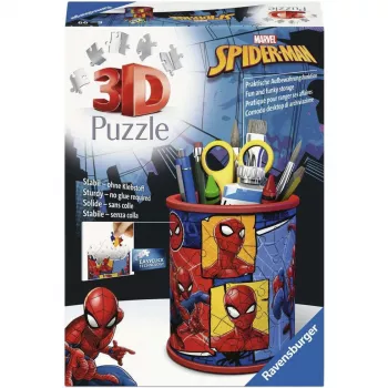 RAVENSBURGER Puzzle 3D Porta-canetas Spider-Man - 54 peças, Oficial Marvel, Easy Click