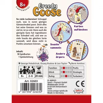 AMIGO Greedy Goose Jogo de tabuleiro para crianças de 2 a 4 jogadores a partir dos 5 anos