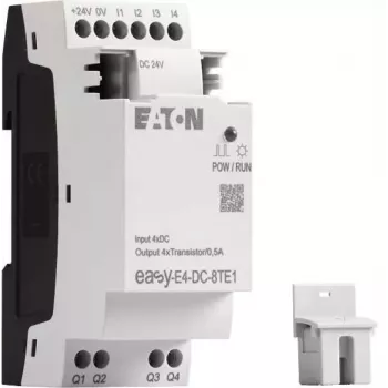 Eaton easyE4 DC 8TE1 módulo de expansão de E/S digitais, 4DI/4DO, 24V DC, transistor PNP