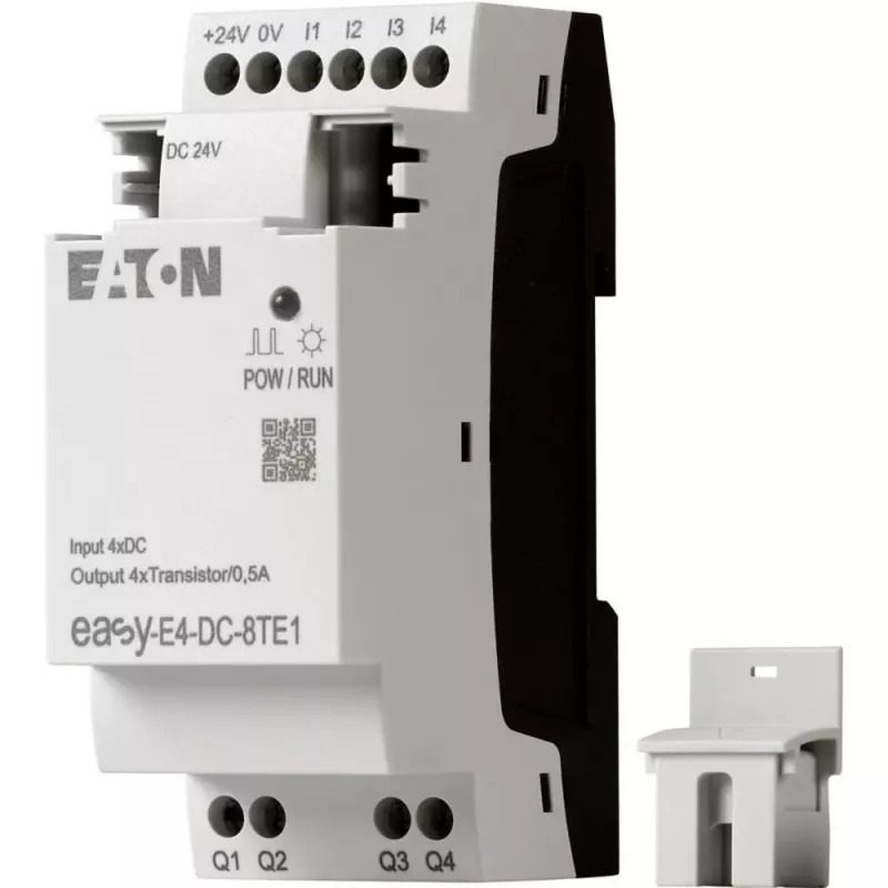 Eaton easyE4 DC 8TE1 módulo de expansão de E/S digitais, 4DI/4DO, 24V DC, transistor PNP