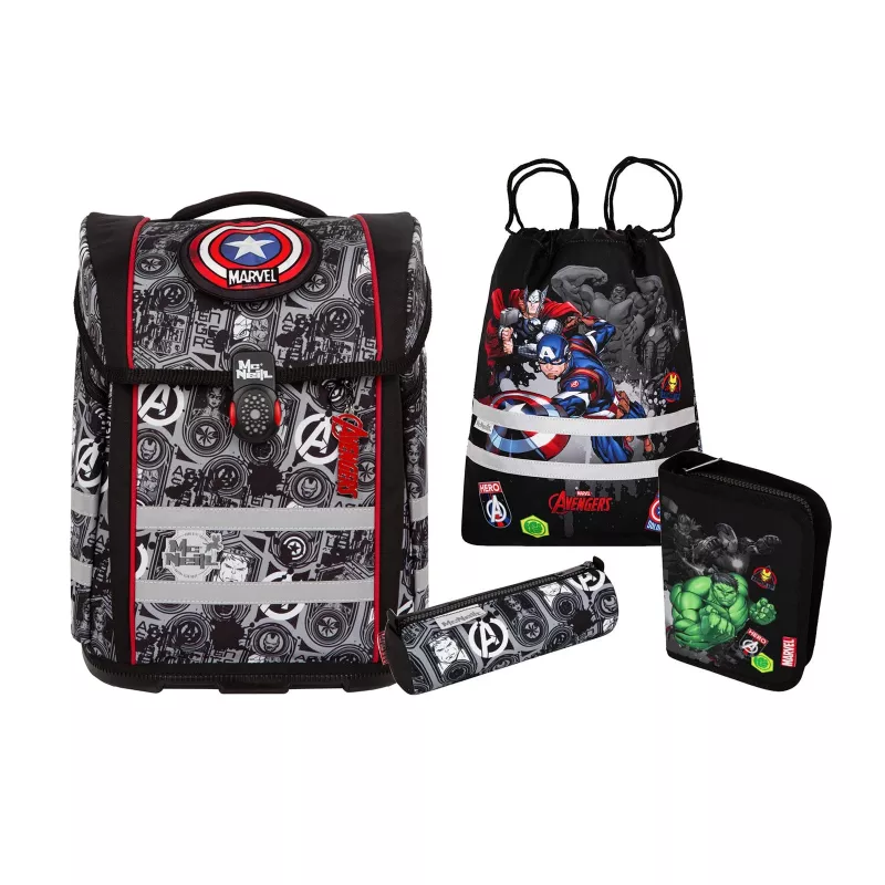 McNeill PERFECTO Conjunto de mochila escolar 5 peças Marvel Avengers