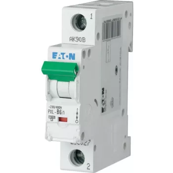 EATON PXL-C6/1 Disjuntor automático (MCB), 6 A, 1 polo, curva C, 10 kA, calha DIN