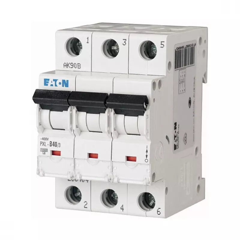 EATON PXL-C40/3 Disjuntor automático (MCB), 3 polos, 40 A, curva C, 10 kA, 230/400 V AC