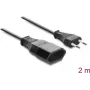 Delock cabo de extensão com ficha euro CEE 7/16 ficha macho para conector fêmea 2 x 0,75 mm², 2 m, preto