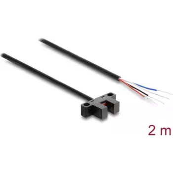 Delock sensor fotoelétrico em forquilha 5 mm tipo K com 4 extremidades de cabo abertas PNP L/D comutável 2 m