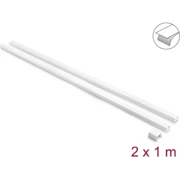 Delock Canal de cabos autoadesivo com tampa deslizante 24 x 14 mm incl. conectores - 1 m de comprimento, pack de 2, branco