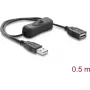 Delock Cabo de extensão USB Type-A macho para fêmea com interruptor 0,5 m preto