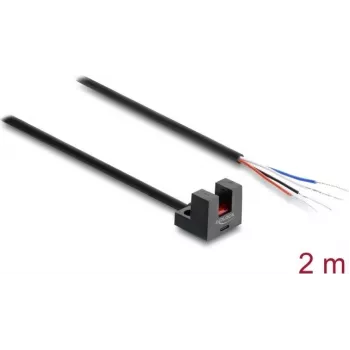 Delock Sensor ótico de garfo 5 mm tipo L com 4 extremidades de cabo abertas PNP L/D comutável 2 m